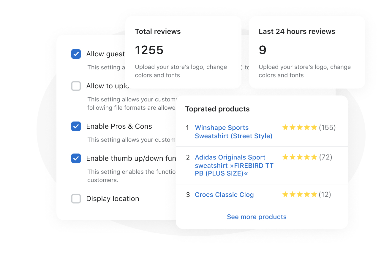 all-in-one product reviews shopify app with multiple configuration options
