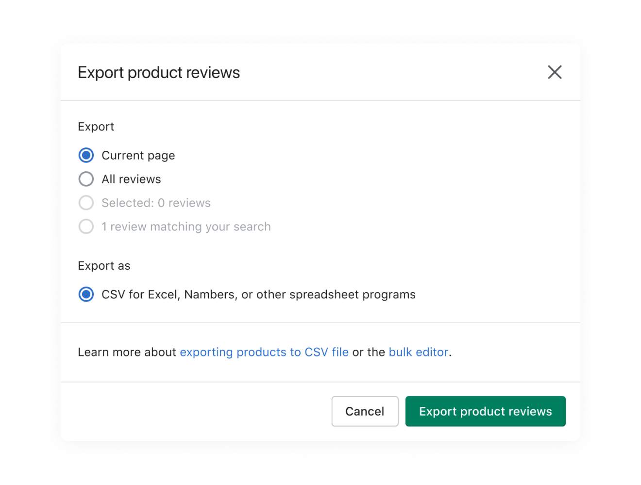 export reviews from shopify