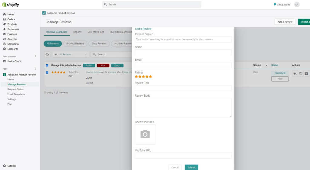 shopify apps for running product reviews - judge.me