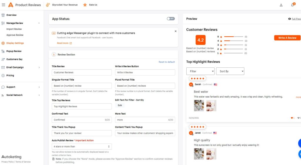 product reviews shopify - autoketing