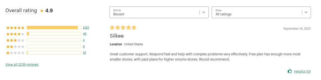 Opinew Product Reviews App rating